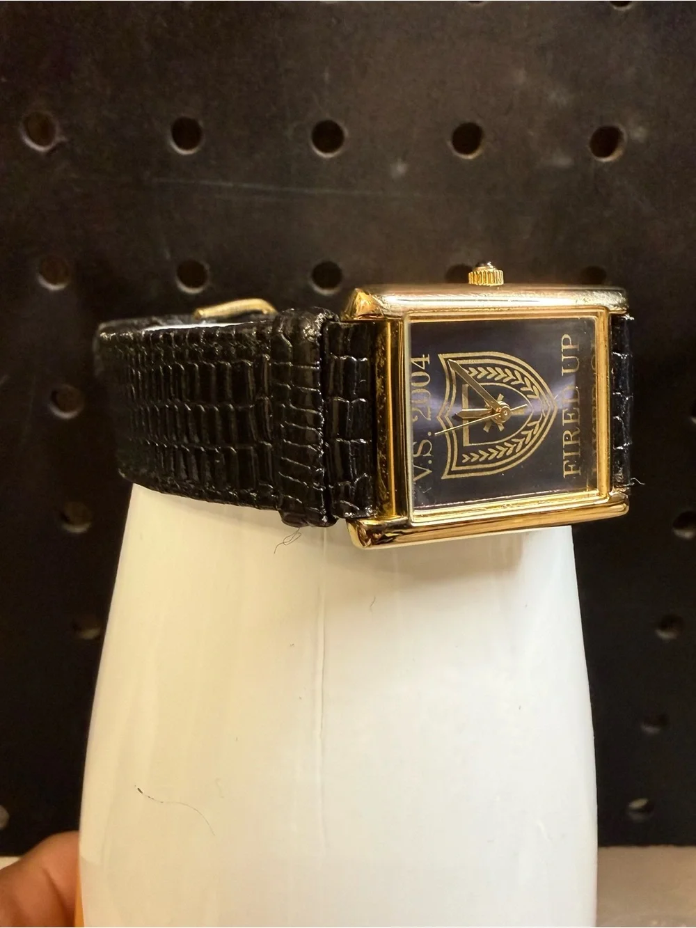 Gold and Black Rectangular Dress Watch - Fired Up Design